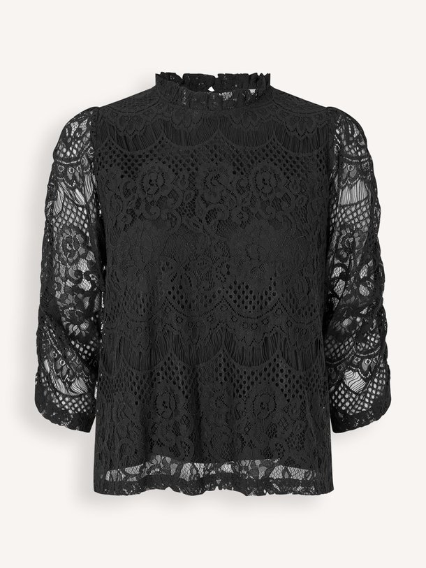 Ontdek de Lilou katoenmix kanten top van Lollys Laundry in de kleur zwart bij Orangebag. Op werkdagen voor 21:45 besteld, morgen in huis.