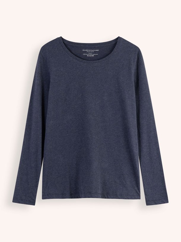 Ontdek de M007 Organic cotton longsleeve van Majestic Filatures in de kleur donkerblauw bij Orangebag. Op werkdagen voor 21:45 besteld, morgen in huis.