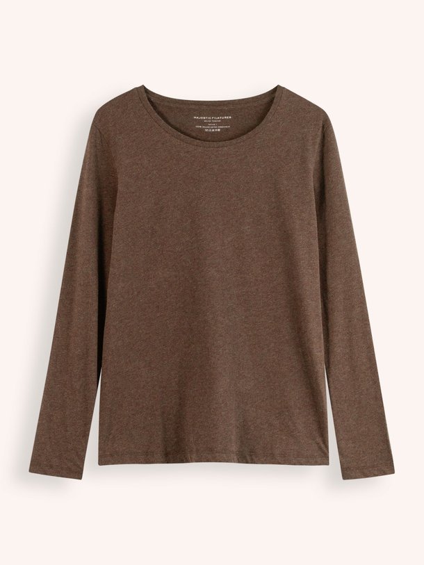 Ontdek de M007 Organic cotton gemêleerde longsleeve van Majestic Filatures in de kleur bruin bij Orangebag. Op werkdagen voor 21:45 besteld, morgen in huis.