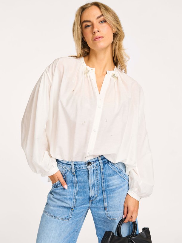 Ontdek de Katoen/zijdemix blouse van forte_forte in de kleur off-white bij Orangebag. Op werkdagen voor 21:45 besteld, morgen in huis.