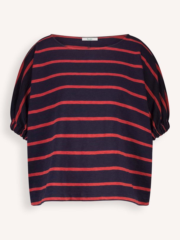 Ontdek de Merle organic cotton gestreepte top van By-Bar in de kleur donkerblauw bij Orangebag. Op werkdagen voor 21:45 besteld, morgen in huis.