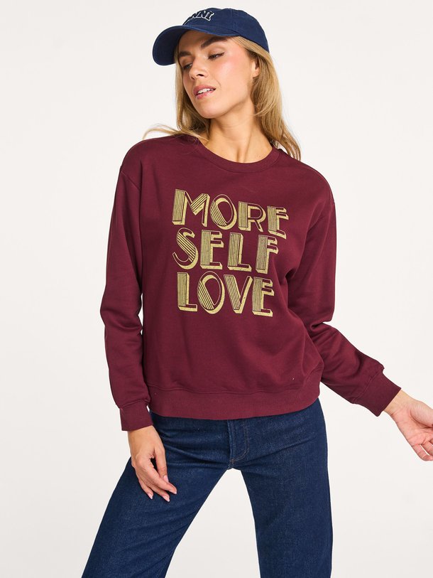 Ontdek de Stanley katoenen sweater met print van Suncoo in de kleur bordeauxrood bij Orangebag. Op werkdagen voor 21:45 besteld, morgen in huis.