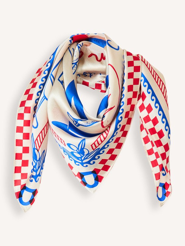 Ontdek de Zijden sjaal met dessin van Old Habits Die Hard in de kleur blauw bij Orangebag. Op werkdagen voor 21:45 besteld, morgen in huis.