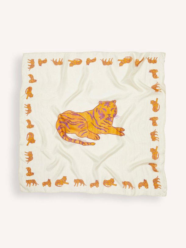 Ontdek de Tigerea Tabby zijde sjaal met print van Becksondergaard in de kleur beige bij Orangebag. Op werkdagen voor 21:45 besteld, morgen in huis.