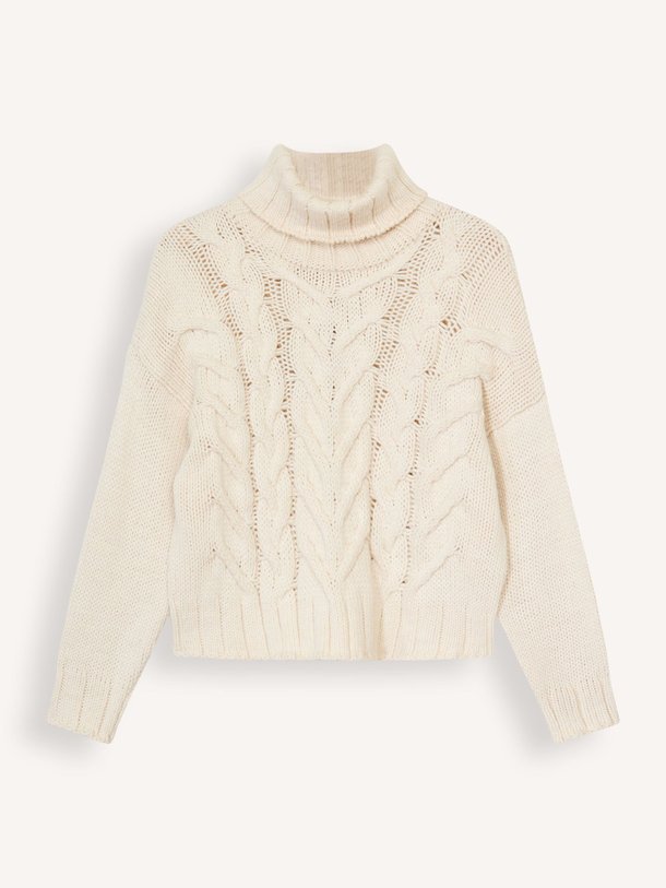 Ontdek de Erebe wolmix coltrui met kabelpatroon van La Fee Maraboutee in de kleur ecru bij Orangebag. Op werkdagen voor 21:45 besteld, morgen in huis.