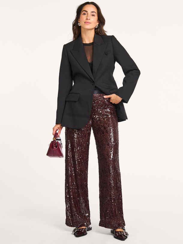 Ontdek de Sophie geweven broek met pailletten van Co'Couture in de kleur donkerbruin bij Orangebag. Op werkdagen voor 21:45 besteld, morgen in huis.