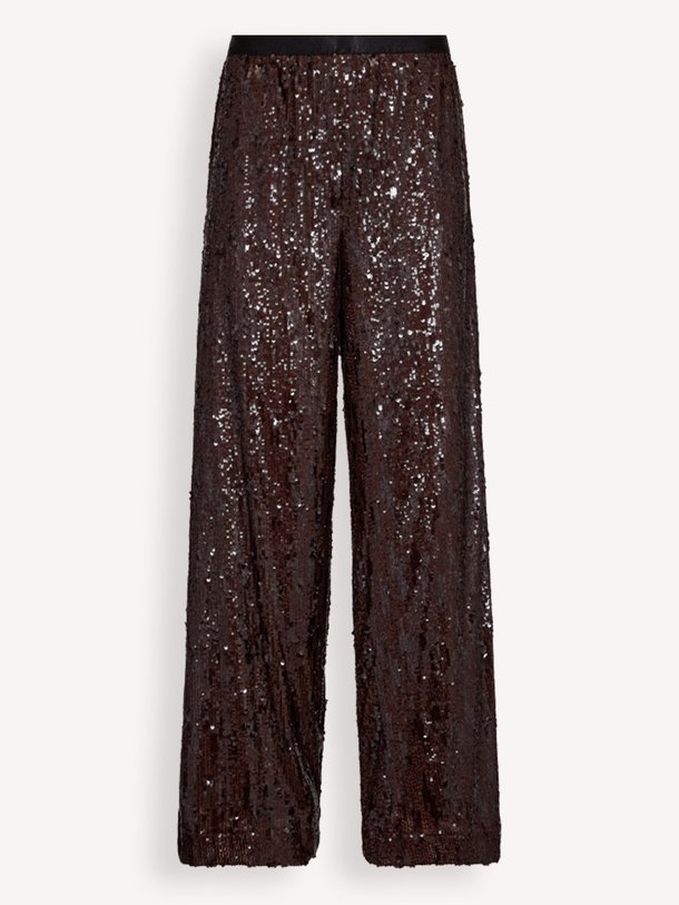 Ontdek de Sophie geweven broek met pailletten van Co'Couture in de kleur donkerbruin bij Orangebag. Op werkdagen voor 21:45 besteld, morgen in huis.