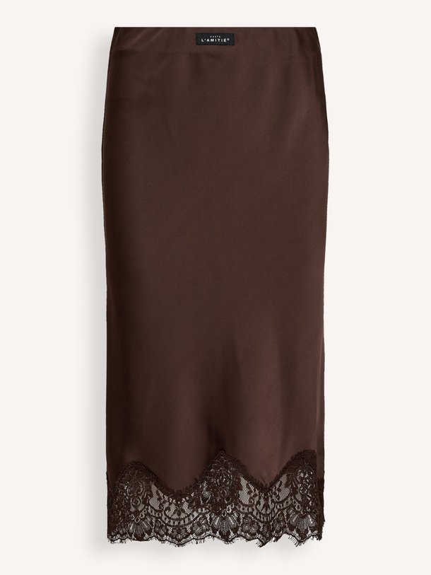 Ontdek de Naomi geweven rok met kant van Haute L'Amitié in de kleur donkerbruin bij Orangebag. Op werkdagen voor 21:45 besteld, morgen in huis.