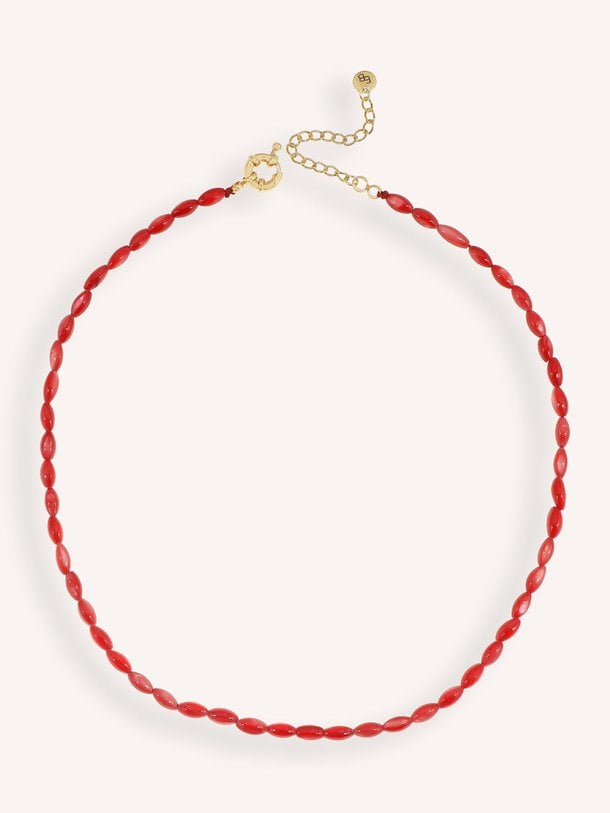 Ontdek de Vergulde halsketting met kralen van Ellen Beekmans in de kleur rood bij Orangebag. Op werkdagen voor 21:45 besteld, morgen in huis.
