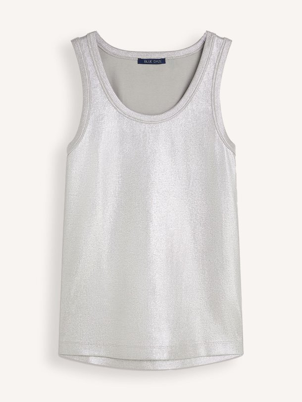 Ontdek de Katoenmix metallic rib tanktop van Summum in de kleur zilverkleur bij Orangebag. Op werkdagen voor 21:45 besteld, morgen in huis.