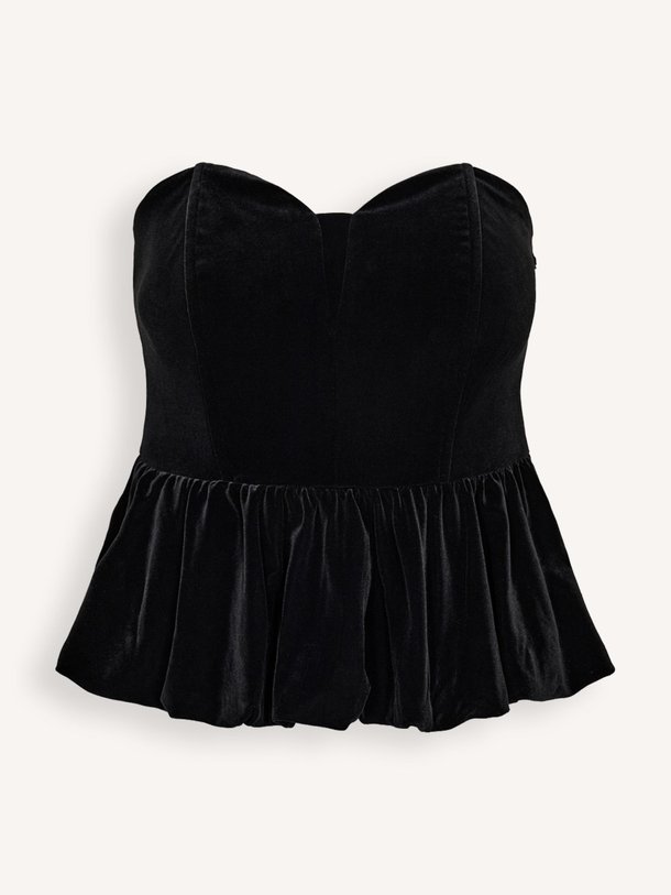 Ontdek de Vessi jersey velourse strapless top van Co'Couture in de kleur zwart bij Orangebag. Op werkdagen voor 21:45 besteld, morgen in huis.