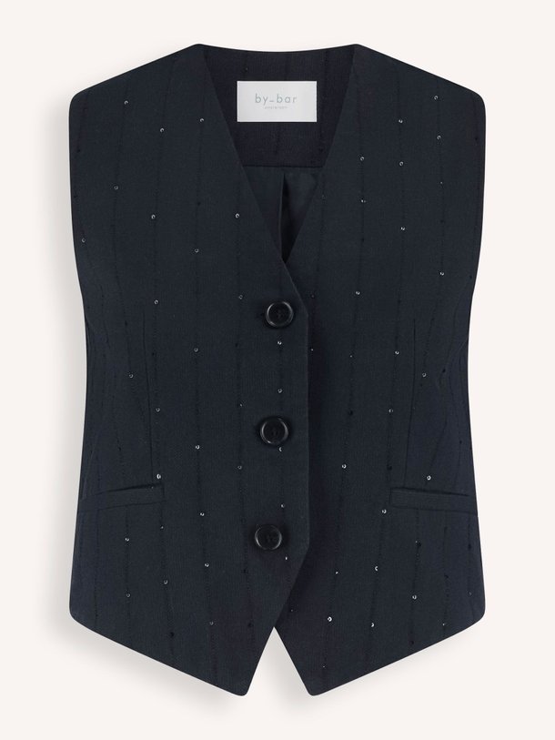 Ontdek de Lynn katoenmix gilet met lurex van By-Bar in de kleur donkerblauw bij Orangebag. Op werkdagen voor 21:45 besteld, morgen in huis.