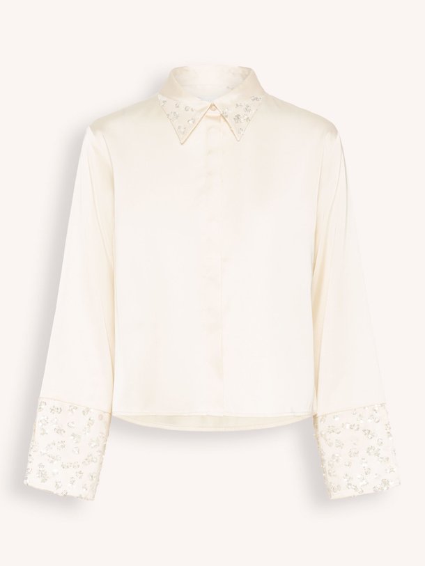 Ontdek de Carmen viscosemix blouse met pailletten van Karen By Simonsen in de kleur ecru bij Orangebag. Op werkdagen voor 21:45 besteld, morgen in huis.