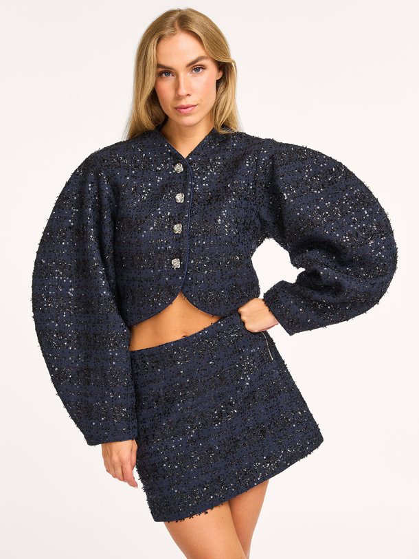 Ontdek de Lala geweven bouclé rok van Rotate Birger Christensen in de kleur donkerblauw bij Orangebag. Op werkdagen voor 21:45 besteld, morgen in huis.