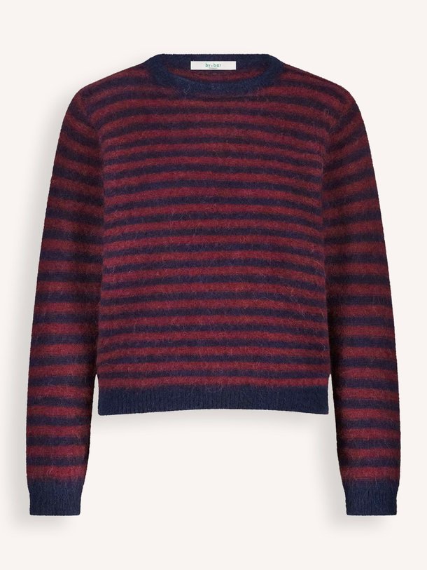Ontdek de Gwen alpacamix gestreepte trui van By-Bar in de kleur donkerblauw bij Orangebag. Op werkdagen voor 21:45 besteld, morgen in huis.