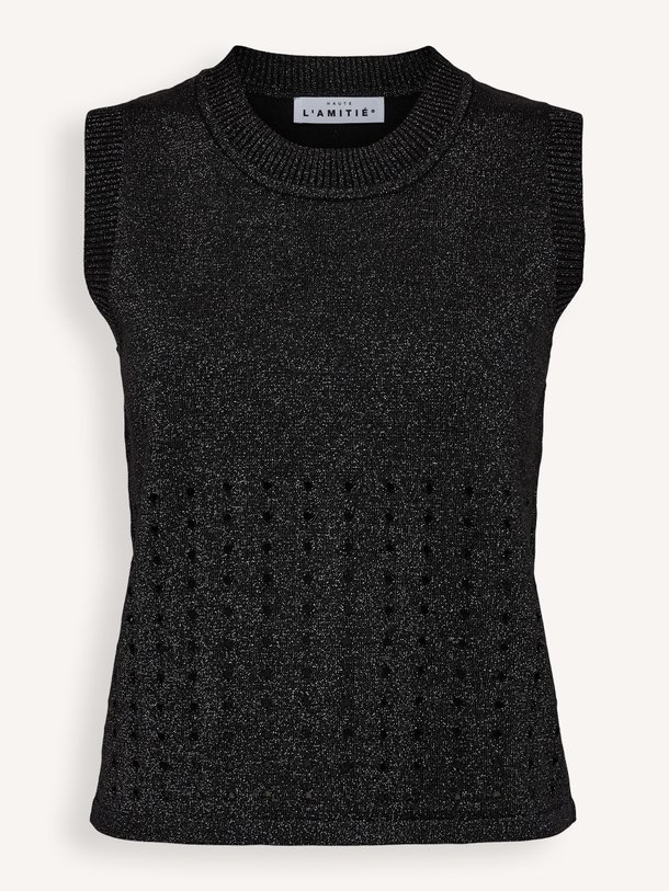 Ontdek de Viscosemix lurex rib top van Haute L'Amitié in de kleur zwart bij Orangebag. Op werkdagen voor 21:45 besteld, morgen in huis.