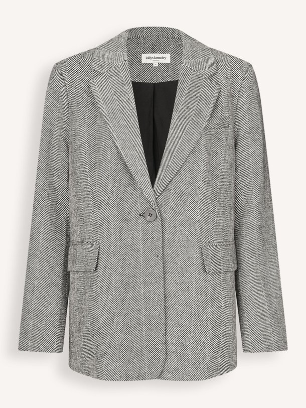 Ontdek de Fay wolmix blazer met dessin van Lollys Laundry in de kleur zwart bij Orangebag. Op werkdagen voor 21:45 besteld, morgen in huis.