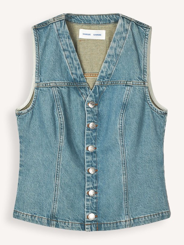 Ontdek de Sabeth denim gilet van Samsoe Samsoe in de kleur blauw bij Orangebag. Op werkdagen voor 21:45 besteld, morgen in huis.