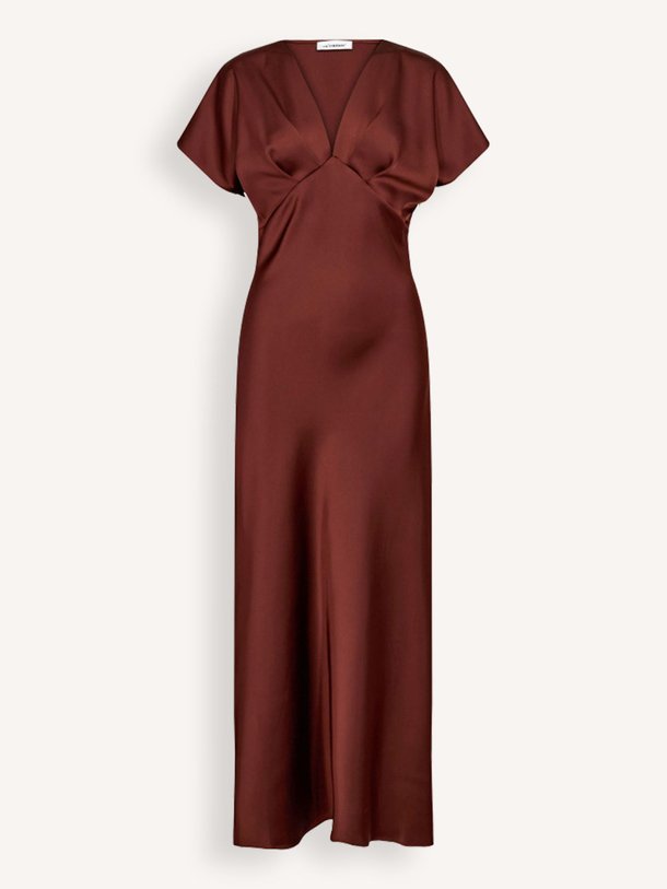 Ontdek de Safira geweven maxi jurk van Co'Couture in de kleur donkerbruin bij Orangebag. Op werkdagen voor 21:45 besteld, morgen in huis.