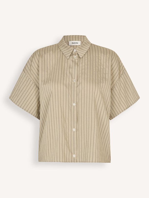 Ontdek de Noland viscosemix blouse met gestreept dessin van Modstrom in de kleur beige bij Orangebag. Op werkdagen voor 21:45 besteld, morgen in huis.