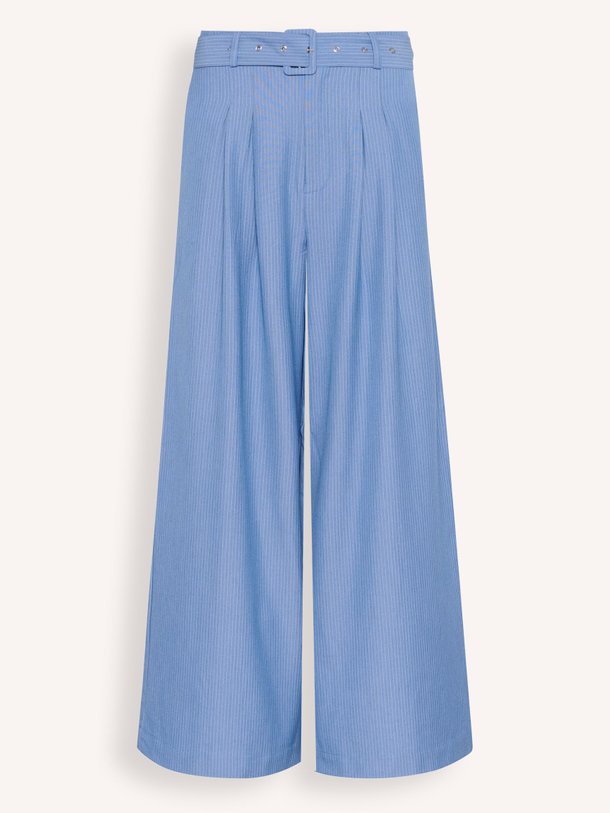 Ontdek de Vitta viscosemix wide leg krijtstreep pantalon van My Essential Wardrobe in de kleur blauw bij Orangebag. Op werkdagen voor 21:45 besteld, morgen in huis.