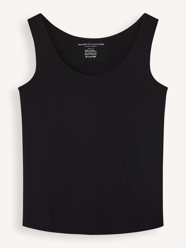 Ontdek de M001 Soft Touch viscosemix tanktop van Majestic Filatures in de kleur zwart bij Orangebag. Op werkdagen voor 21:45 besteld, morgen in huis.