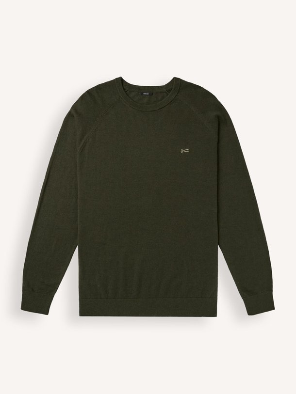 Ontdek de Scissor Raglan katoenmix trui van Denham in de kleur donkergroen bij Orangebag. Op werkdagen voor 21:45 besteld, morgen in huis.