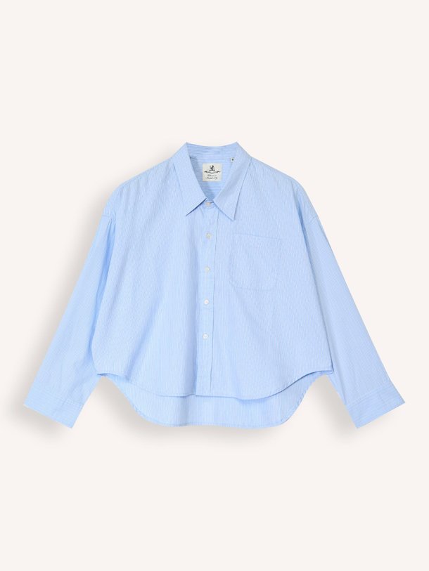 Ontdek de Katoenen blouse met gestreept dessin van Denimist in de kleur lichtblauw bij Orangebag. Op werkdagen voor 21:45 besteld, morgen in huis.