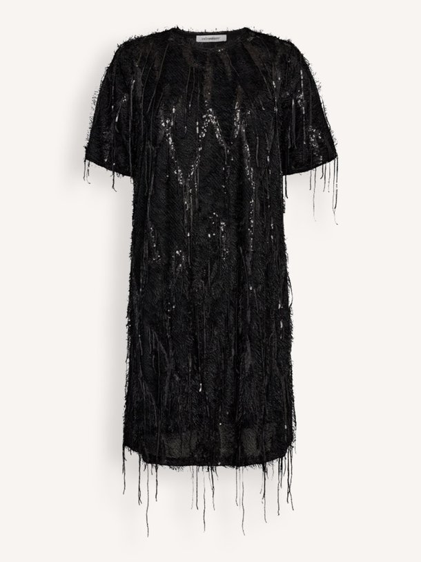 Ontdek de Silla geweven jurk met pailletten van Co'Couture in de kleur zwart bij Orangebag. Op werkdagen voor 21:45 besteld, morgen in huis.