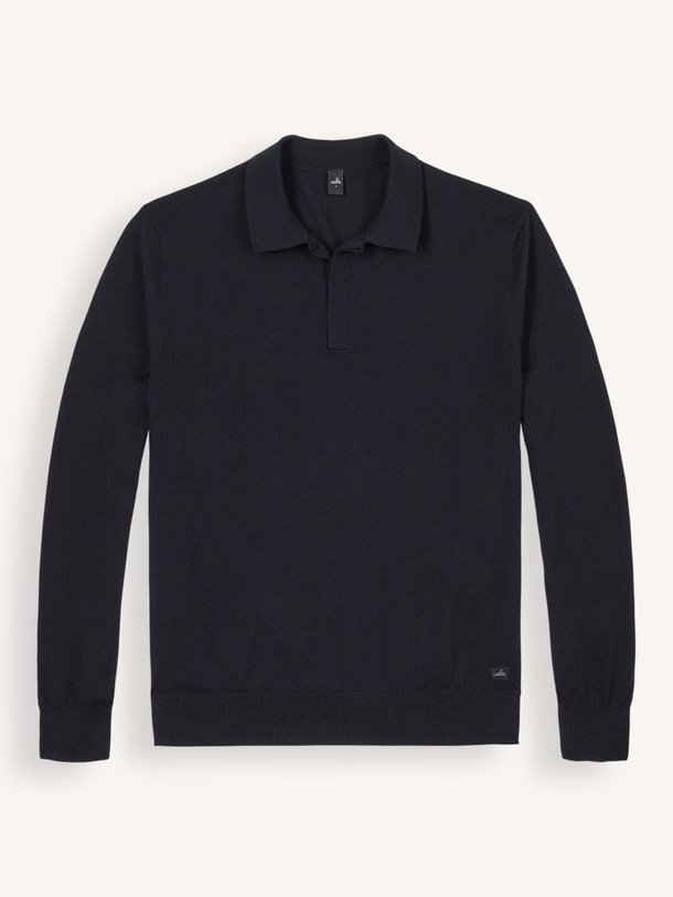 Ontdek de Hall merino wollen polo trui van Wahts in de kleur donkerblauw bij Orangebag. Op werkdagen voor 21:45 besteld, morgen in huis.