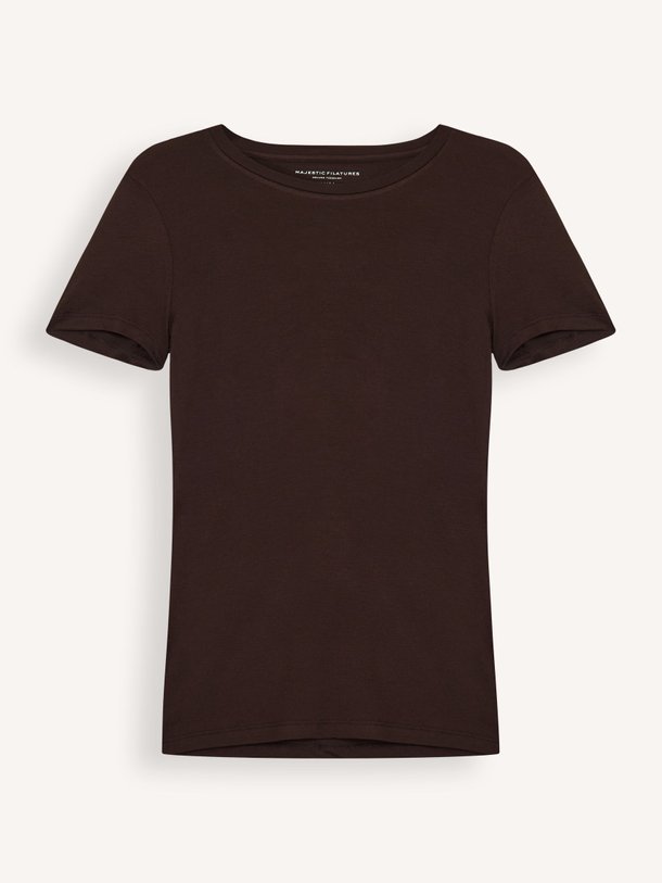 Ontdek de M001 Soft Touch viscosemix T-shirt van Majestic Filatures in de kleur donkerbruin bij Orangebag. Op werkdagen voor 21:45 besteld, morgen in huis.