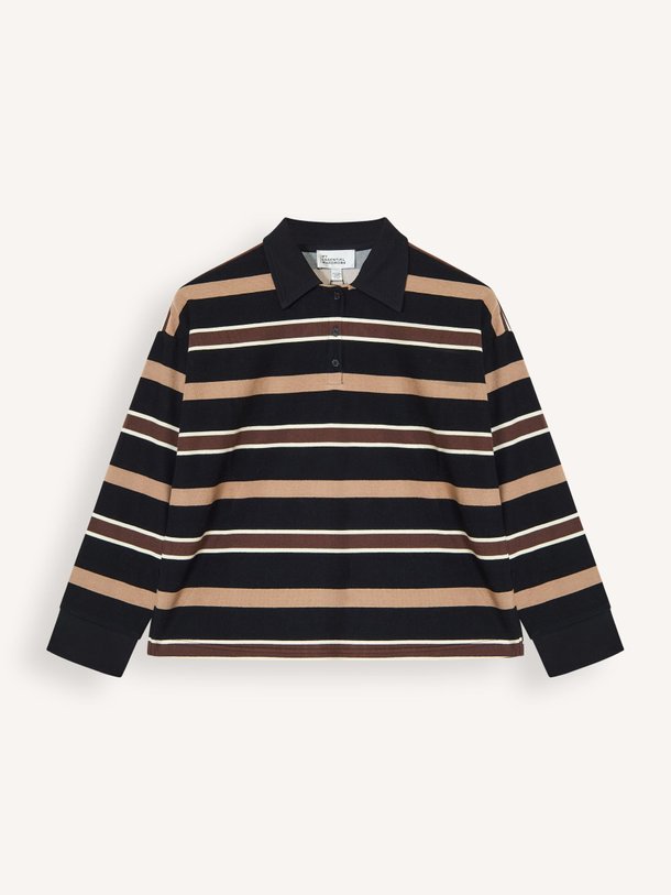 Ontdek de Salina katoenmix gestreepte polo top van My Essential Wardrobe in de kleur zwart bij Orangebag. Op werkdagen voor 21:45 besteld, morgen in huis.