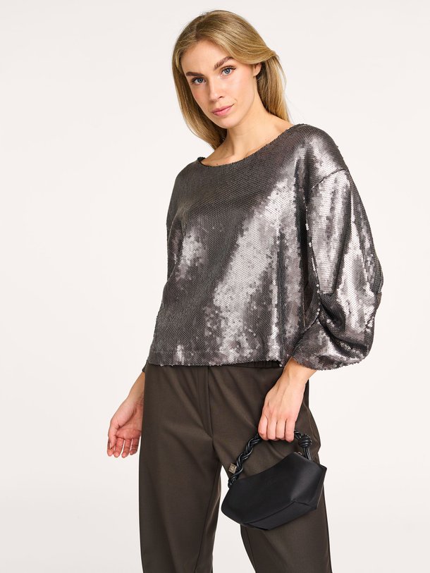 Ontdek de Camille viscosemix top met pailletten van Nathalie Vleeschouwer in de kleur zilverkleur bij Orangebag. Op werkdagen voor 21:45 besteld, morgen in huis.