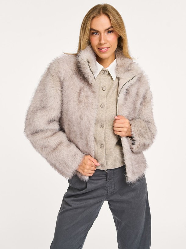 Ontdek de Geweven fake fur jas van Yaya in de kleur lichtgrijs bij Orangebag. Op werkdagen voor 21:45 besteld, morgen in huis.