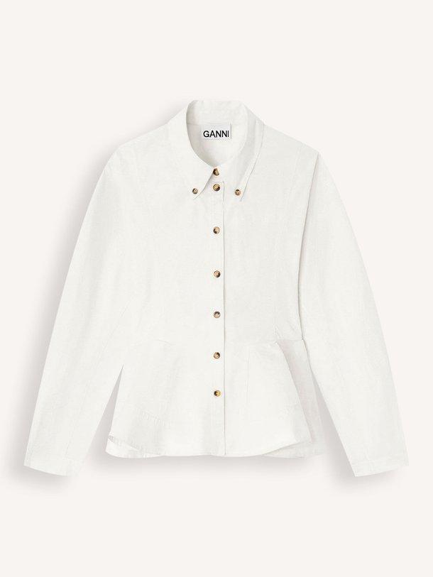 Ontdek de Organic cotton peplum blouse van Ganni in de kleur off-white bij Orangebag. Op werkdagen voor 21:45 besteld, morgen in huis.