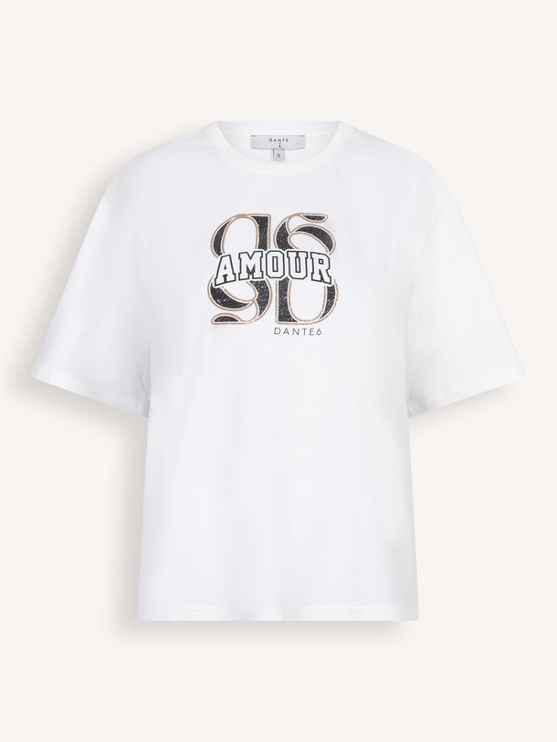 Ontdek de Riot katoenen T-shirt met print van Dante 6 in de kleur off-white bij Orangebag. Op werkdagen voor 21:45 besteld, morgen in huis.
