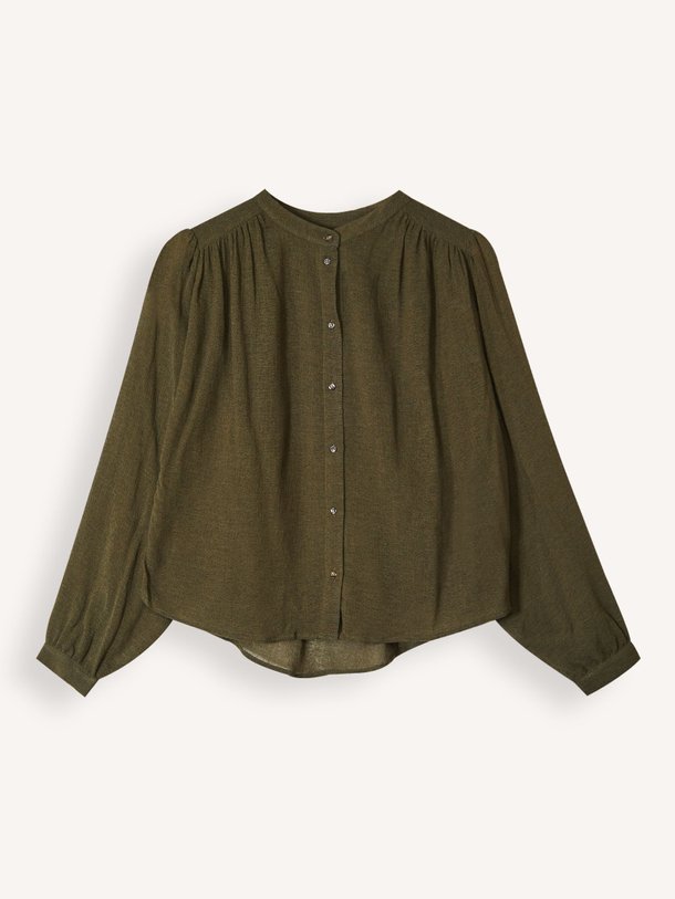 Ontdek de Gladis viscose/wolmix blouse van Sacrécoeur in de kleur kaki bij Orangebag. Op werkdagen voor 21:45 besteld, morgen in huis.