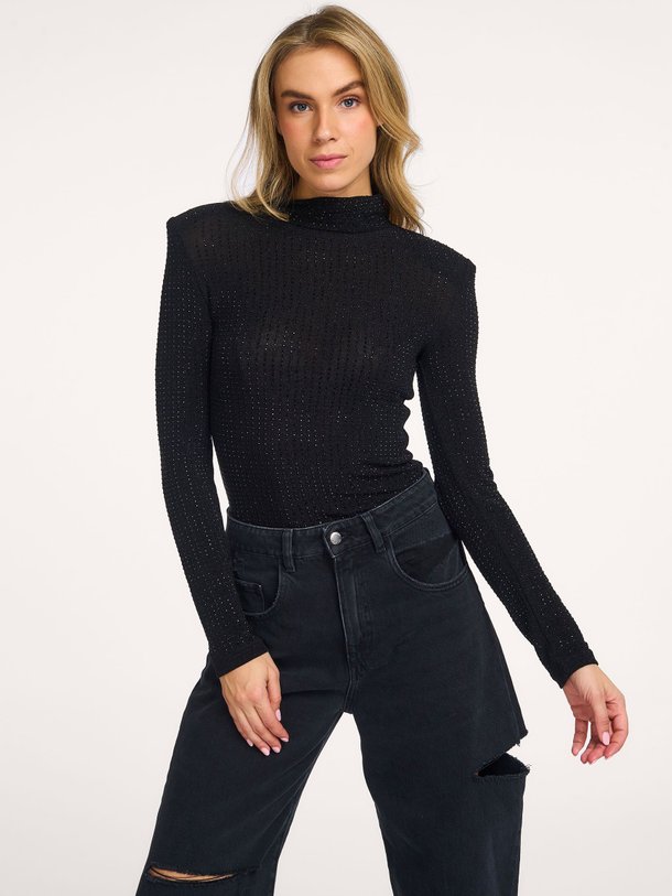 Ontdek de Jersey body met strass van Iben in de kleur zwart bij Orangebag. Op werkdagen voor 21:45 besteld, morgen in huis.