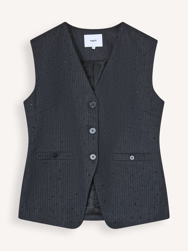 Ontdek de Derek viscosemix krijtstreep gilet met strass van Suncoo in de kleur antraciet bij Orangebag. Op werkdagen voor 21:45 besteld, morgen in huis.