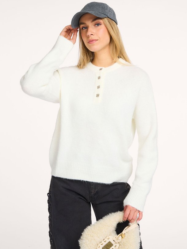 Ontdek de Ellie wolmix trui van My Essential Wardrobe in de kleur wit bij Orangebag. Op werkdagen voor 21:45 besteld, morgen in huis.