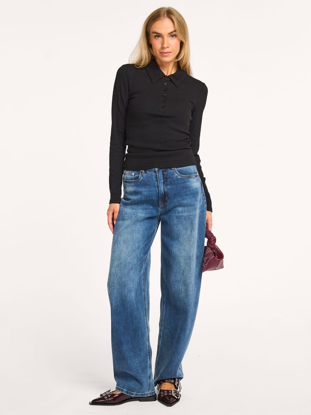 Ontdek de Drew katoenmix rib polo top van Gestuz in de kleur zwart bij Orangebag. Op werkdagen voor 21:45 besteld, morgen in huis.