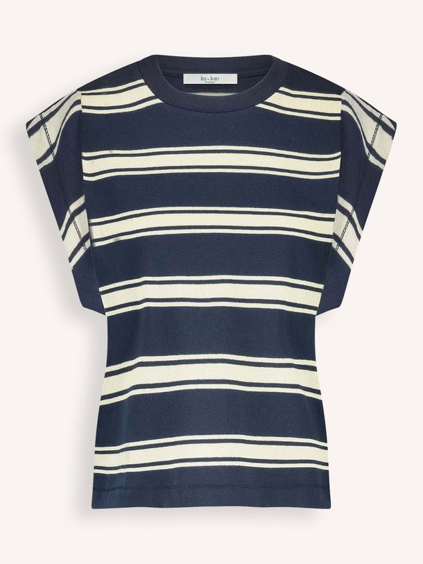 Ontdek de Mason katoenmix gestreepte top van By-Bar in de kleur donkerblauw bij Orangebag. Op werkdagen voor 21:45 besteld, morgen in huis.