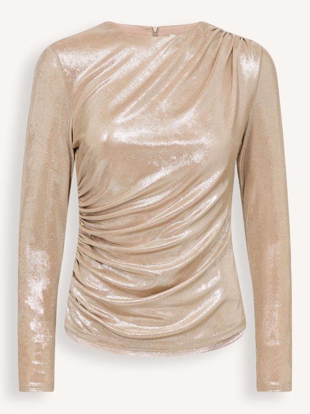 Ontdek de Margot jersey glanzende top van Co'Couture in de kleur champagne bij Orangebag. Op werkdagen voor 21:45 besteld, morgen in huis.