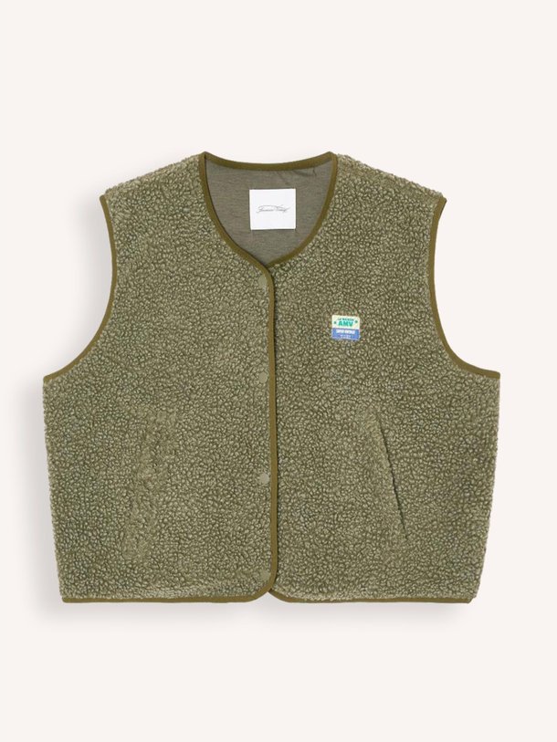 Ontdek de Hoktown geweven teddy gilet van American Vintage in de kleur donkergroen bij Orangebag. Op werkdagen voor 21:45 besteld, morgen in huis.