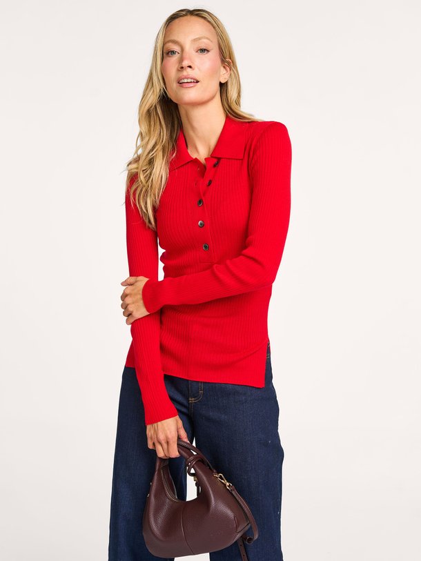 Ontdek de Murphy merinowollen rib polo top van DAY Birger et Mikkelsen in de kleur rood bij Orangebag. Op werkdagen voor 21:45 besteld, morgen in huis.