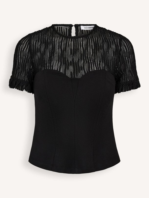 Ontdek de Colton katoenmix top met kant van Co'Couture in de kleur zwart bij Orangebag. Op werkdagen voor 21:45 besteld, morgen in huis.