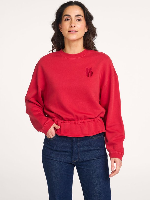 Ontdek de Gretta katoenmix sweater met borduursel van ba-sh in de kleur rood bij Orangebag. Op werkdagen voor 21:45 besteld, morgen in huis.