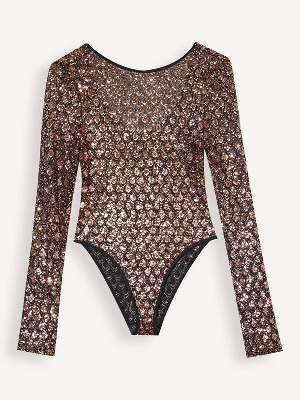 Ontdek de Allure mesh body met pailletten van Iben in de kleur koper bij Orangebag. Op werkdagen voor 21:45 besteld, morgen in huis.