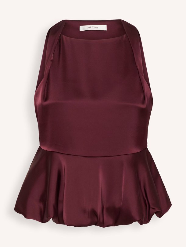 Ontdek de Rue geweven peplum top van Gestuz in de kleur bordeauxrood bij Orangebag. Op werkdagen voor 21:45 besteld, morgen in huis.