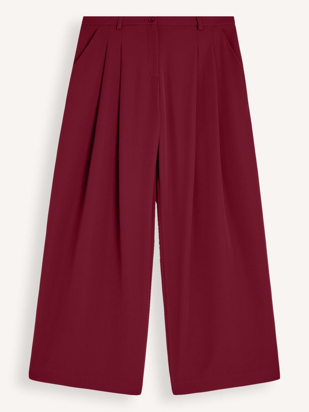 Ontdek de Geweven wide leg pantalon van Summum in de kleur bordeauxrood bij Orangebag. Op werkdagen voor 21:45 besteld, morgen in huis.
